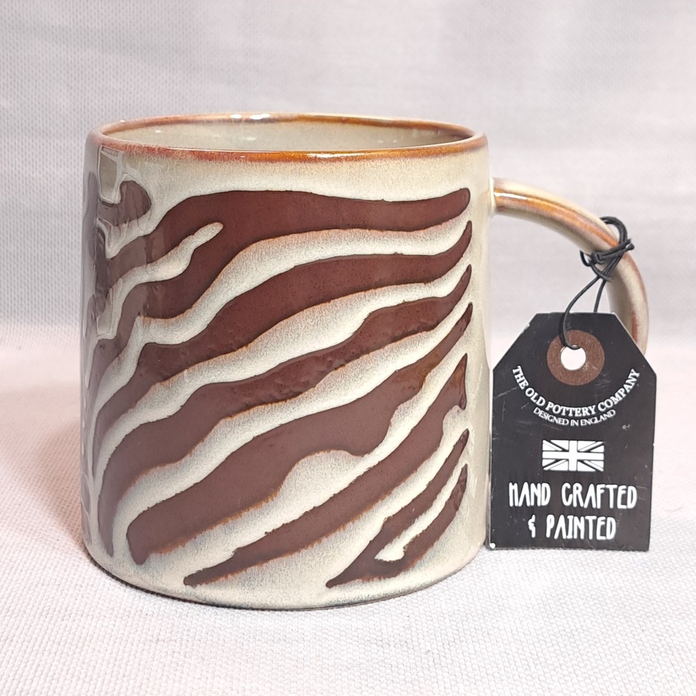 The Old Pottery Company Zebra Print Mug Hand Crafted Painted England